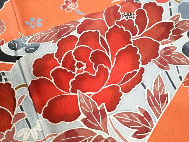 平和屋着物●豪華振袖 型染め 松竹梅菊牡丹花文 暈し染め 正絹 逸品 CABI2501yc