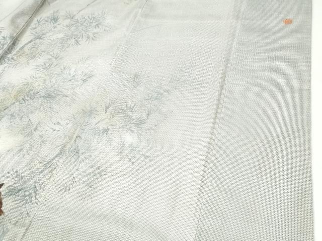 平和屋着物●本場大島紬 訪問着 作家物 手描き 100亀甲 総詰め 雀 草木文 正絹 逸品 CABI2509yc