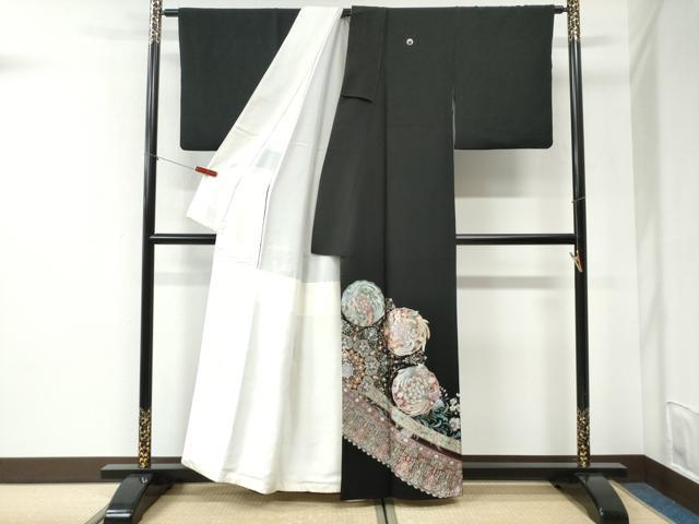平和屋着物●豪華黒留袖 鳳凰更紗花唐草文 金銀彩 正絹 逸品 CABI2510yc