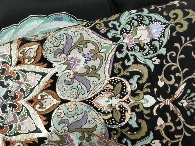 平和屋着物●豪華黒留袖 鳳凰更紗花唐草文 金銀彩 正絹 逸品 CABI2510yc