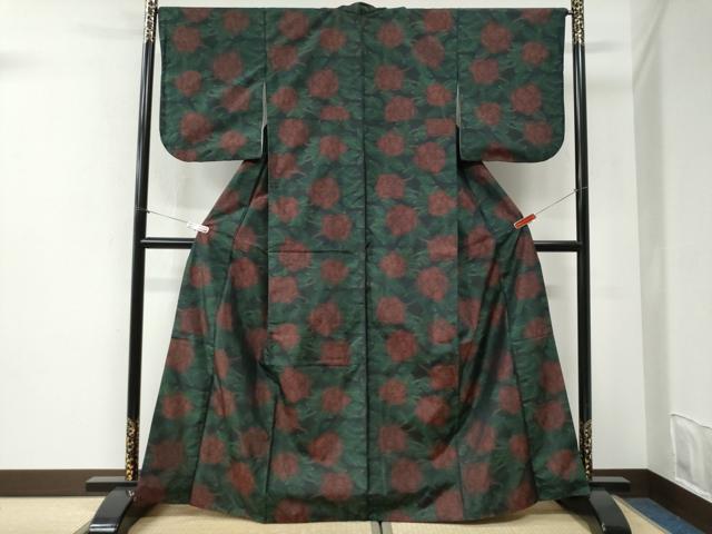 平和屋着物●本場大島紬 薔薇 正絹 逸品 CABI2511yc