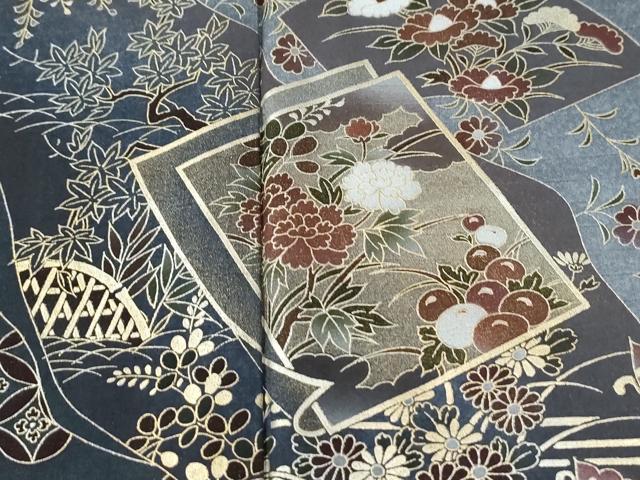 平和屋着物●訪問着 竜田川色紙吉祥花蝶文 暈し染め 金彩 正絹 逸品 未使用 CABI2519yc