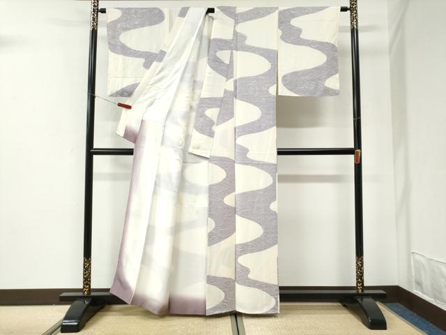 平和屋着物●上質な小紋 地紋起こし 流水文 正絹 逸品 CABI2521yc