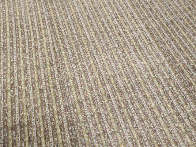 平和屋着物●上質な小紋 紬地 草花間道 正絹 逸品 CABI2522yc