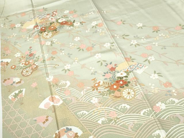 平和屋着物●訪問着 立波地紙花車文 金彩 正絹 逸品 CABI2526yc