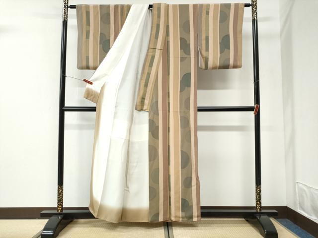 平和屋着物●上質な小紋 幾何学文様 鬼しぼ縮緬 正絹 逸品 CABI2528yc