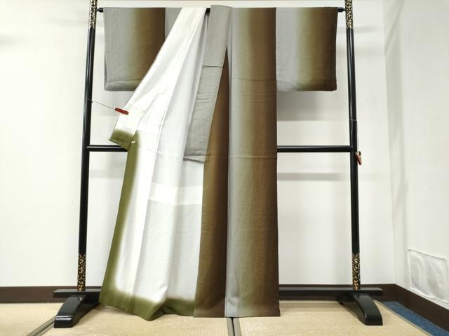 平和屋着物●上質な小紋 霞文 暈し染め さが美扱い 正絹 逸品 CABI2531yc
