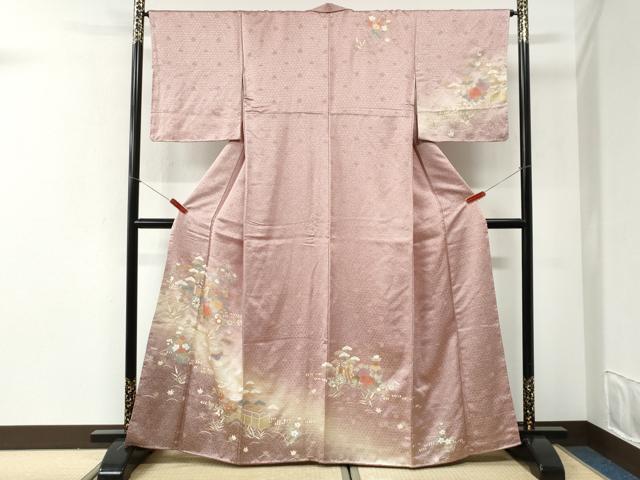 平和屋着物●訪問着 御所車草花文 暈し染め 金彩 正絹 逸品 未使用 CABI2534yc