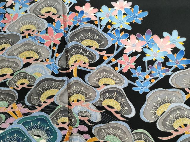 平和屋着物●本加賀友禅作家 二塚長生 黒留袖 松竹梅 正絹 逸品 CABI2536yc