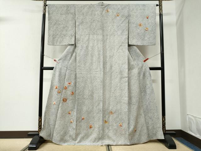 平和屋着物●訪問着 総刺繍 駒刺繍 本疋田絞り 舞蝶文 金彩 正絹 逸品 CABI2538yc