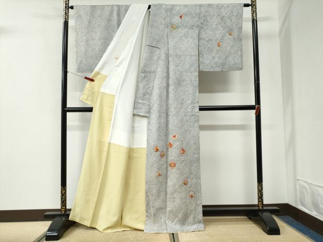 平和屋着物●訪問着 総刺繍 駒刺繍 本疋田絞り 舞蝶文 金彩 正絹 逸品 CABI2538yc