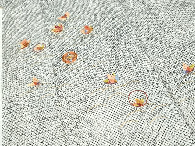 平和屋着物●訪問着 総刺繍 駒刺繍 本疋田絞り 舞蝶文 金彩 正絹 逸品 CABI2538yc