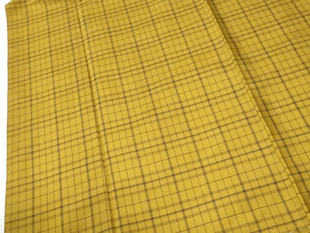 平和屋着物●黄八丈 紬 綾織 格子 正絹 逸品 未使用 CABI2544yc