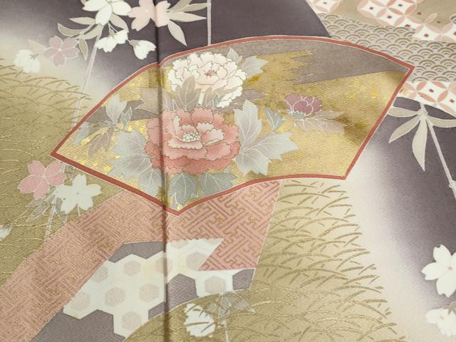 平和屋着物●訪問着 地紙草花文 暈し染め 金彩 正絹 逸品 CABI2547yc