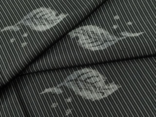 平和屋着物●上質な紬 間道 舞葉文 黒地 正絹 逸品 CABI2548yc