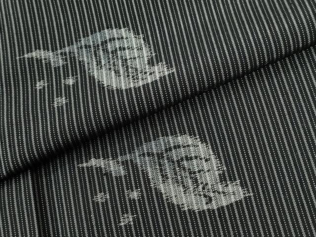 平和屋着物●上質な紬 間道 舞葉文 黒地 正絹 逸品 CABI2548yc