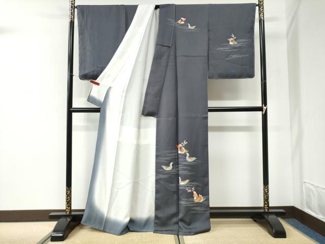 平和屋着物●訪問着 友禅 鴛鴦文 正絹 逸品 未使用 CABI2561yc