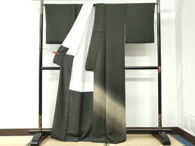 平和屋着物●色留訪問着 霞文 暈し染め 黒地 正絹 逸品 CABI2564yc