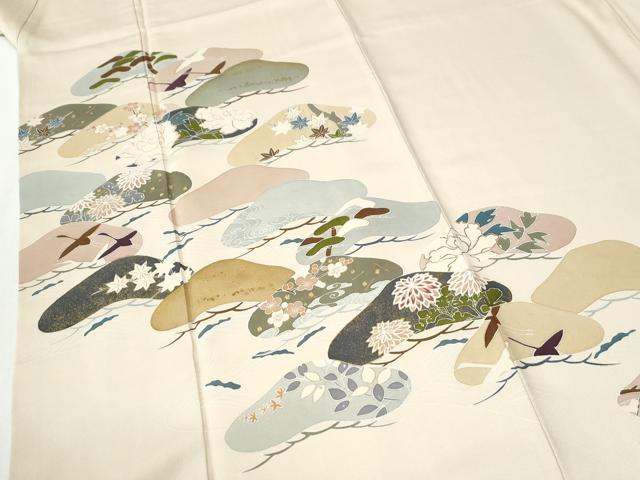 平和屋着物●訪問着 刺繍 松草花文 金彩 正絹 逸品 CABI2568yc