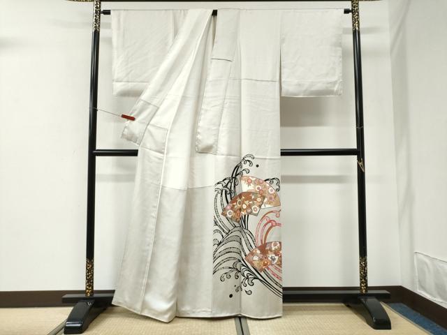 平和屋着物●豪華色留袖 作家物 駒刺繍 立波地紙草花文 金彩 正絹 逸品 CABI2574yc