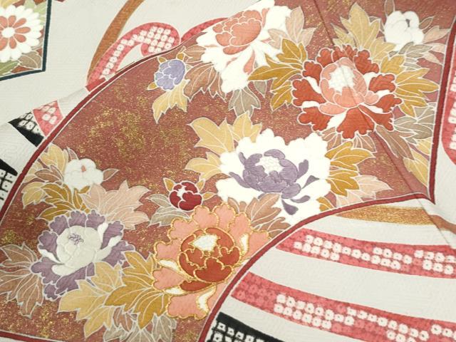 平和屋着物●豪華色留袖 作家物 駒刺繍 立波地紙草花文 金彩 正絹 逸品 CABI2574yc