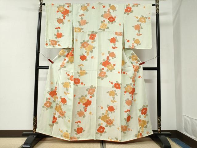 平和屋着物●上質な小紋 地紋起こし 草花文 正絹 逸品 CABI2577yc