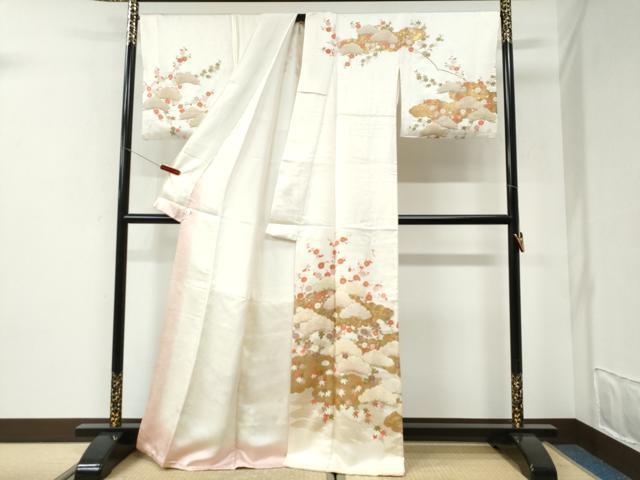 平和屋着物●訪問着 駒刺繍 雲取り浜松枝花文 金彩 鈴乃屋扱い 正絹 逸品 CABI2579yc
