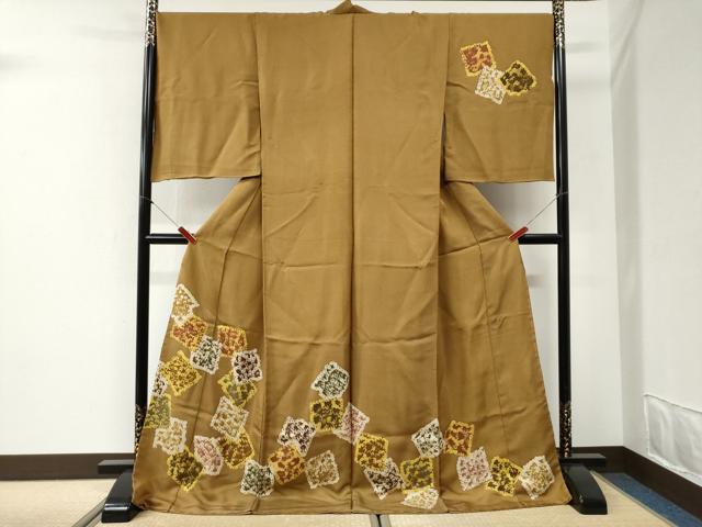 平和屋着物●訪問着 色紙重ね吉祥文 金通し地 仮絵羽 正絹 逸品 未使用 CABI2583yc