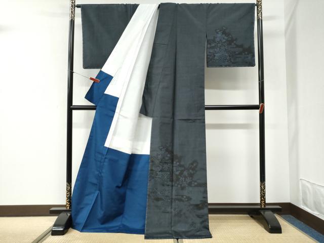 平和屋着物●本場大島紬 訪問着 エ霞草花文 ロング丈 正絹 逸品 未使用 CABI2585yc