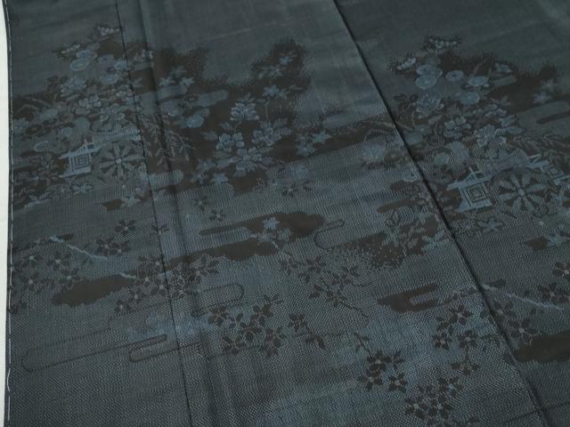平和屋着物●本場大島紬 訪問着 エ霞草花文 ロング丈 正絹 逸品 未使用 CABI2585yc