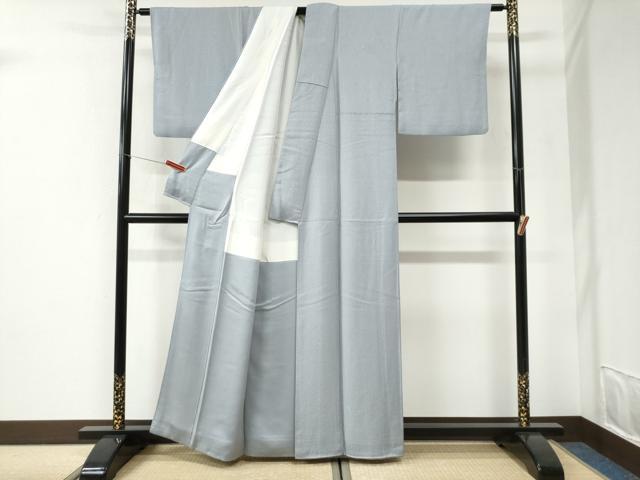 平和屋着物●本草木染作家 圓啓 色無地 菊尽くし地紋 淡藤色 正絹 逸品 CABI2586yc