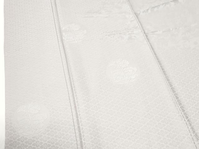 平和屋着物●無地絵羽訪問着 花菱草花地紋 薄梅鼠色 正絹 逸品 未使用 CABI2588yc