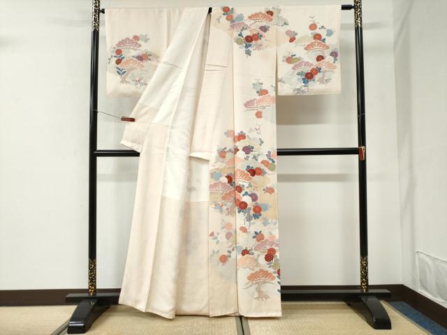 平和屋着物●訪問着 作家物 刺繍 雲取り花松文 金彩 正絹 逸品 CABI2593yc