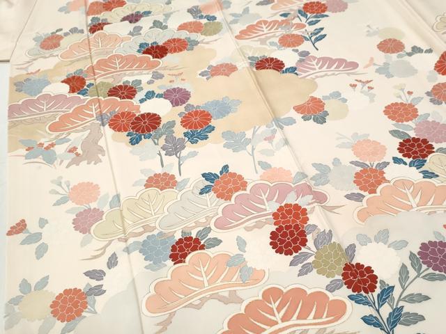 平和屋着物●訪問着 作家物 刺繍 雲取り花松文 金彩 正絹 逸品 CABI2593yc