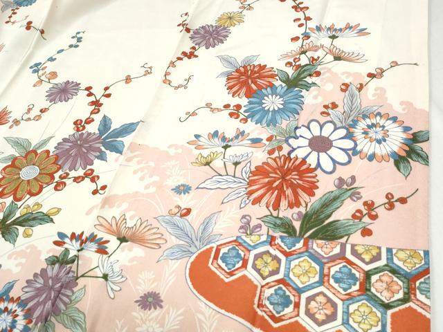 平和屋着物●訪問着 吉祥花唐草文 正絹 逸品 CABI2595yc