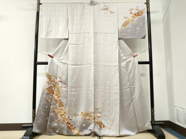 平和屋着物●訪問着 駒刺繍 浜松吉祥花蝶文 暈し染め 金彩 正絹 逸品 CABI2597yc