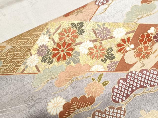 平和屋着物●訪問着 駒刺繍 浜松吉祥花蝶文 暈し染め 金彩 正絹 逸品 CABI2597yc