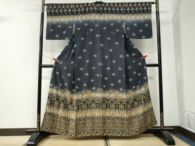 平和屋着物●訪問着 更紗草花文 暈し染め 正絹 逸品 CABI2601yc