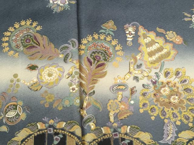 平和屋着物●訪問着 更紗草花文 暈し染め 正絹 逸品 CABI2601yc