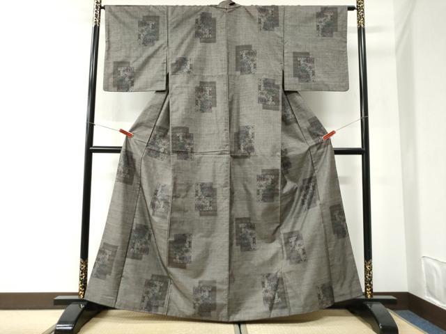 平和屋着物●本場大島紬 9マルキ 色紙重ね吉祥花唐草文 正絹 逸品 CABI2603yc