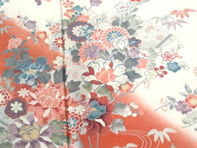 平和屋着物●訪問着 飛鳥浜松花蝶文 暈し染め 金彩 正絹 逸品 CABI2606yc