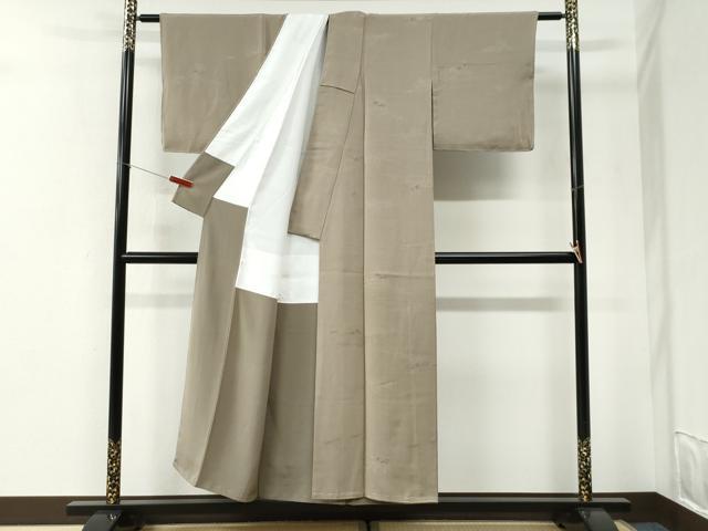 平和屋着物▼上質な色無地 霞草花地紋 空五倍子色 正絹 逸品 未使用 CABI2612yc