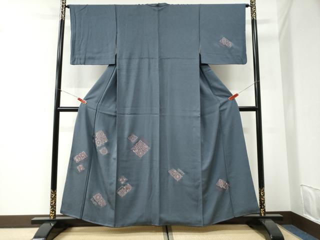平和屋着物●訪問着 寿光織 菱重ね鳳凰花唐草文 銀糸 正絹 逸品 CABI2616yc