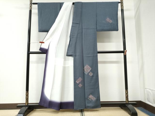 平和屋着物●訪問着 寿光織 菱重ね鳳凰花唐草文 銀糸 正絹 逸品 CABI2616yc