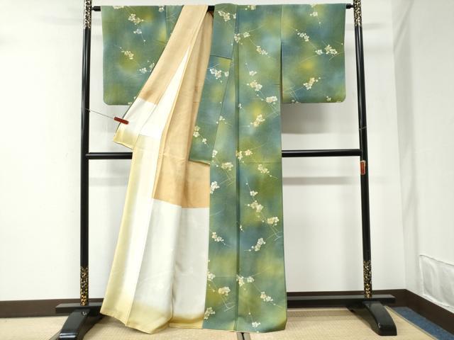 平和屋着物●上質な小紋 地紋起こし 枝梅文 暈し染め 正絹 逸品 CABI2623yc