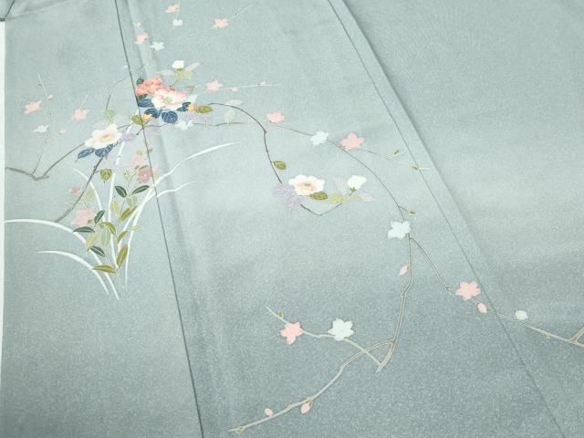 平和屋着物●訪問着 友禅 枝花文 暈し染め 正絹 逸品 CABI2624yc