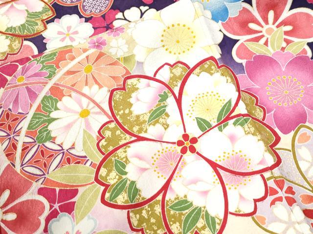 平和屋着物●豪華振袖 駒刺繍 毬舞桜文 暈し染め 金彩 正絹 逸品 CABI2626yc