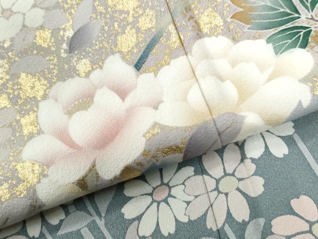 平和屋着物●訪問着 草花文 暈し染め 金彩 正絹 逸品 CABI2629yc