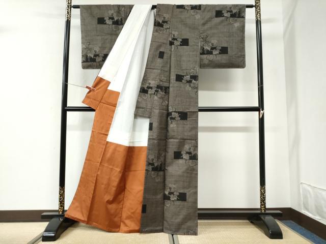 平和屋着物●本場大島紬 7マルキ 短冊葡萄蔦の葉文 正絹 逸品 未使用 CABI2632yc
