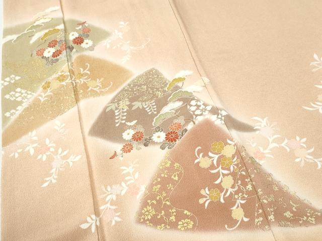 平和屋着物●訪問着 駒刺繍 松花唐草文 暈し染め 金彩 鬼しぼ縮緬 正絹 逸品 CABI2641yc